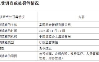 富国基金：2025年因公司治理等“五宗罪”被责令改正
